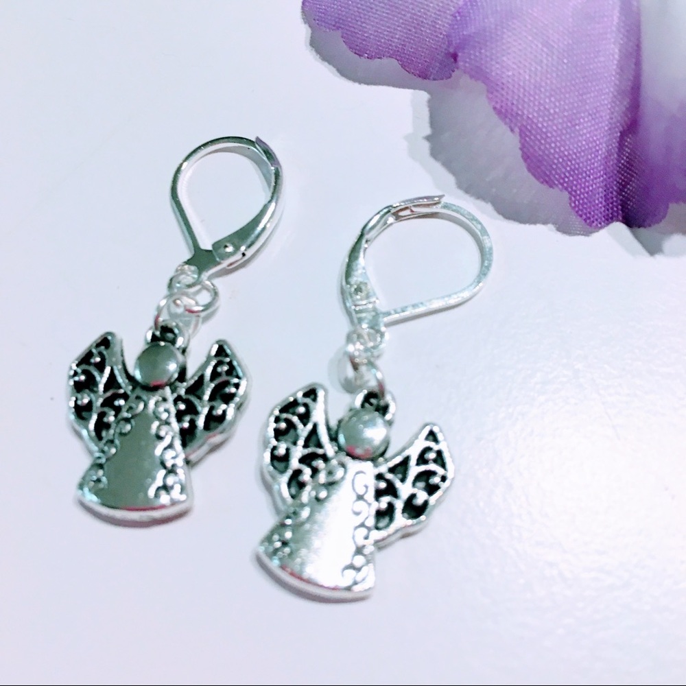 Silver angel earrings